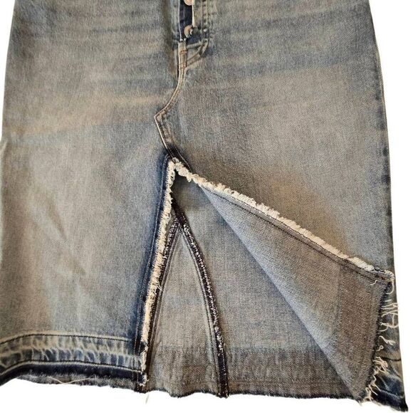 Hudson Womens Button Fly Distressed Raw Hem Sloane Denim Skirt Light Wash Sz 26 - Picture 6 of 11